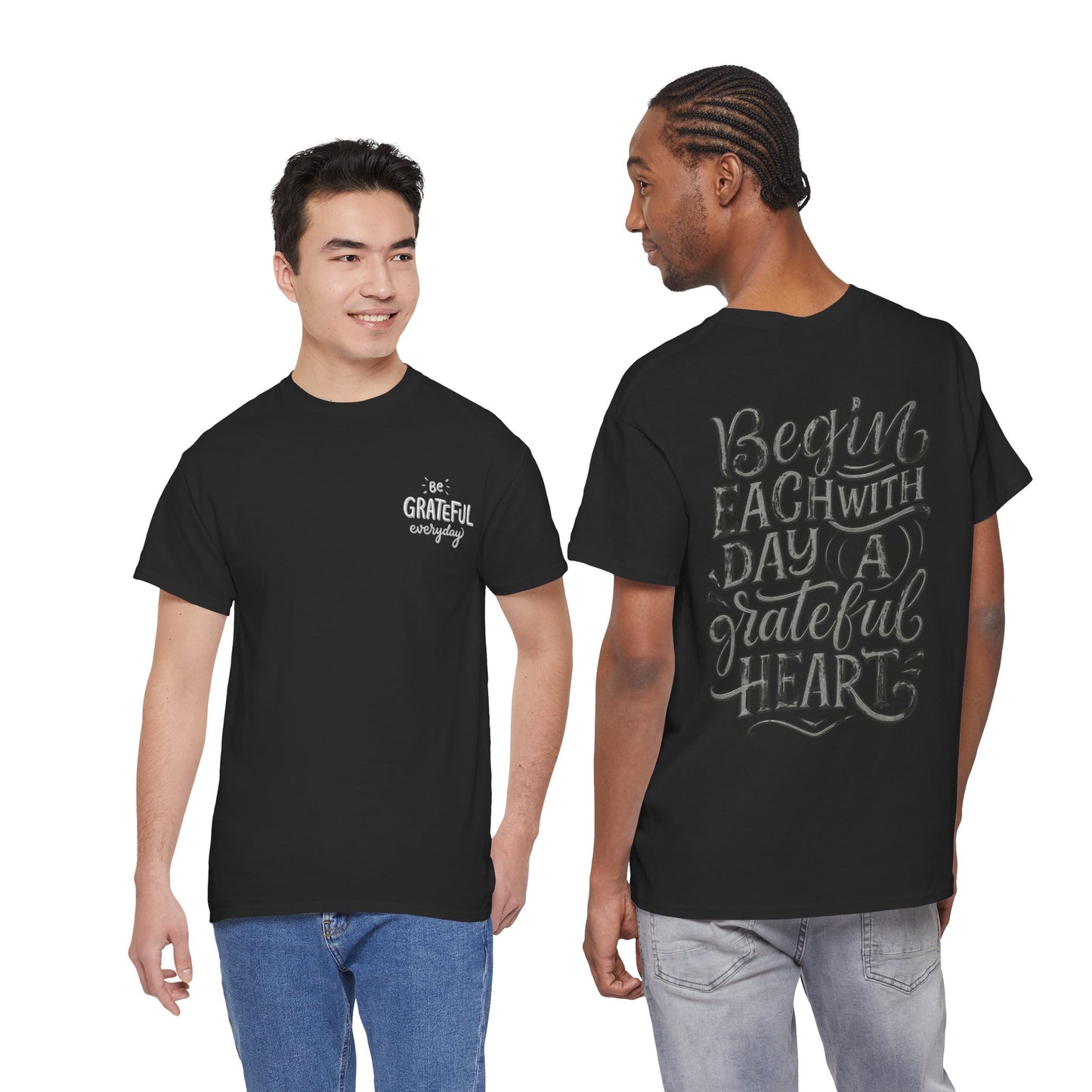 Camiseta Corazón Agradecido – “Begin Each Day With A Grateful Heart” Camiseta Inspiracional