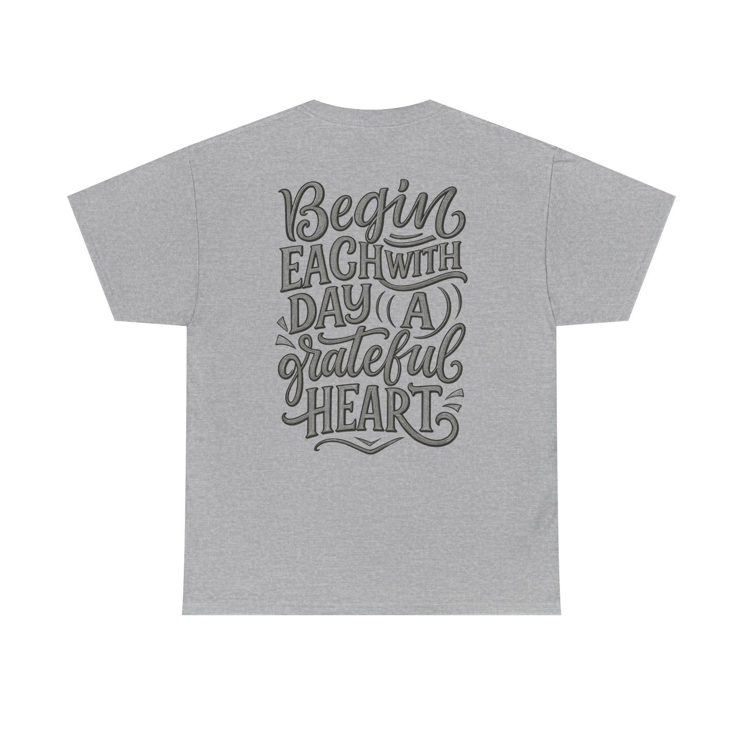 Camiseta Corazón Agradecido – “Begin Each Day With A Grateful Heart” Camiseta Inspiracional